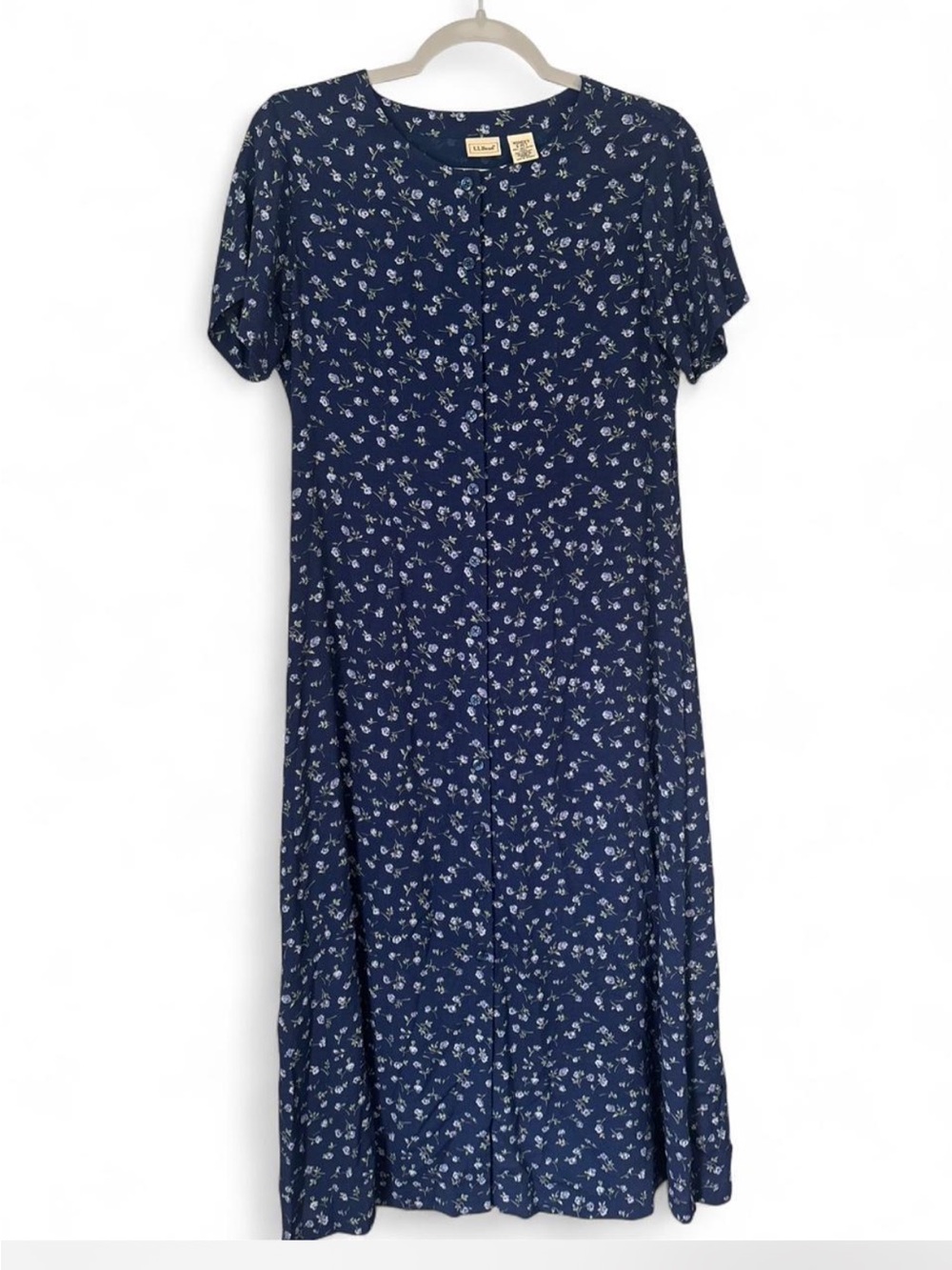 Vintage L.L.Bean Blue Floral Midi Dress ✨